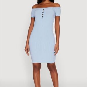 Elegant Off-Shoulder Blue Dress